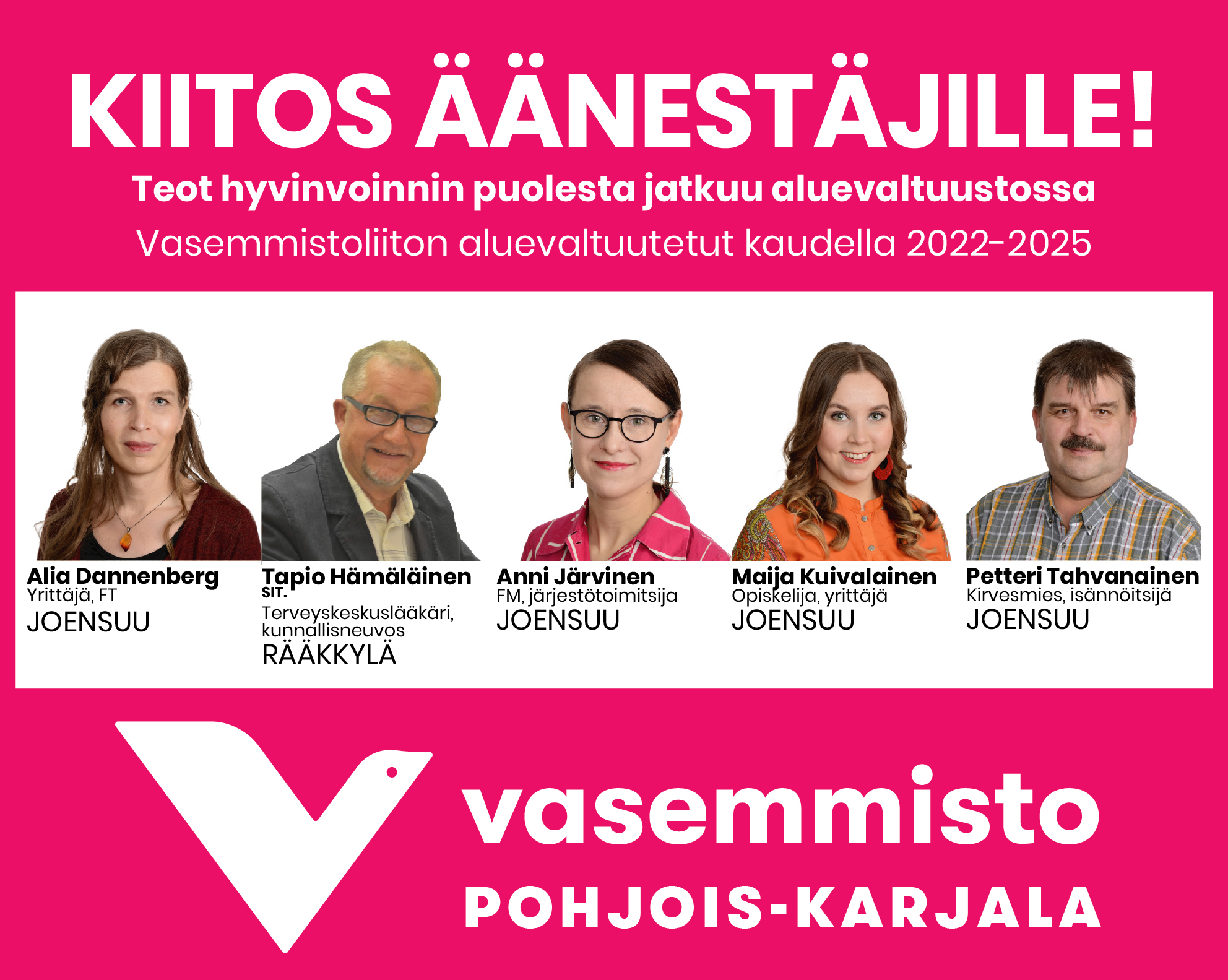 Kiitos Pohjoiskarjalaisille äänestäjille Savo Karjalan Vasemmisto Savo Karjalan Vasemmisto 